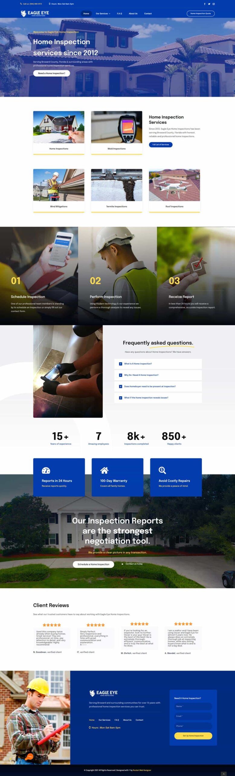 Home Inspections website built by Rocket Web Designer